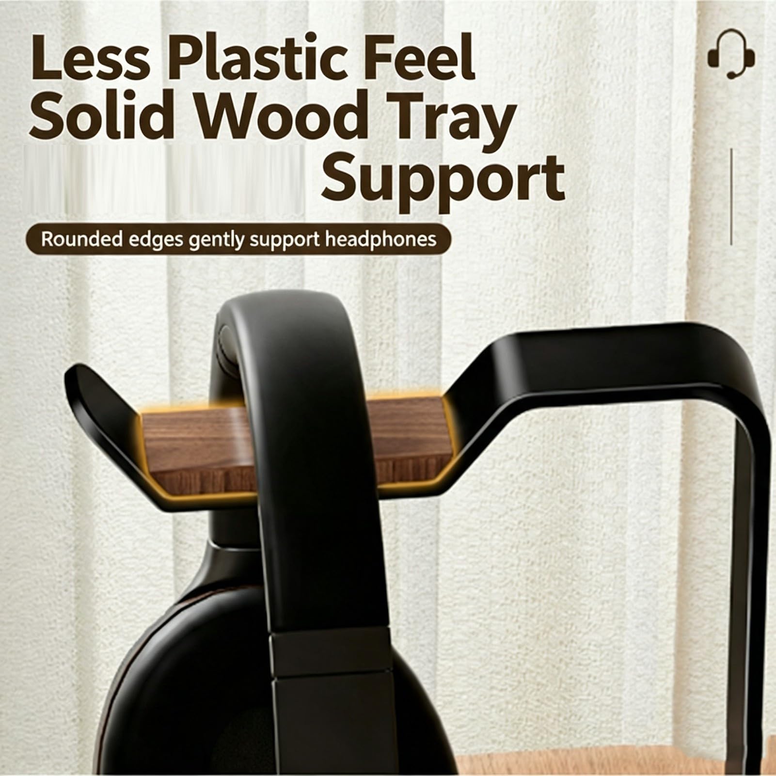 Generico Supporto For Cuffie In Legno Di Noce, Organizer For Da Gioco