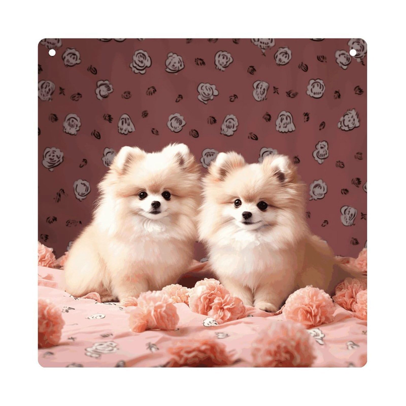 LZQPOEAS Pomeranians Puppies And Point Square Acrylic Wall Hanging, 8-Inch Acrylic Wall Art with Rope, Premium Wall Plaque Ornament Decor for Home, Living Room, Office, Fireplace & Festive Gifts
