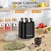 Vista 6 de Molinillo de especias para hierbas, molinillo de hierbas de 200 W con hoja de acero inoxidable y cepillo de limpieza, molinillo eléctrico