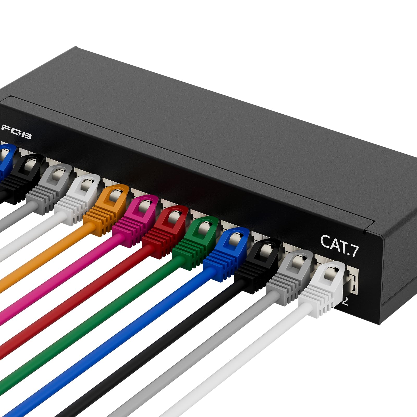 FGB Panneau de brassage CAT 7 - 12 ports - Montage sur table / mural / bureau - Blindé - 12 prises RJ45 - Panneau de distribution LSA pour commutateur réseau Gigabit