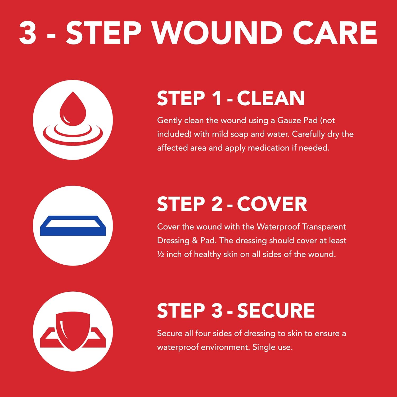 All Health Waterproof Transparent Dressing & Pad, Dressings, 2.375 in X 4 in | Wound Cover Barrier to Staph & MRSA, 10 Count