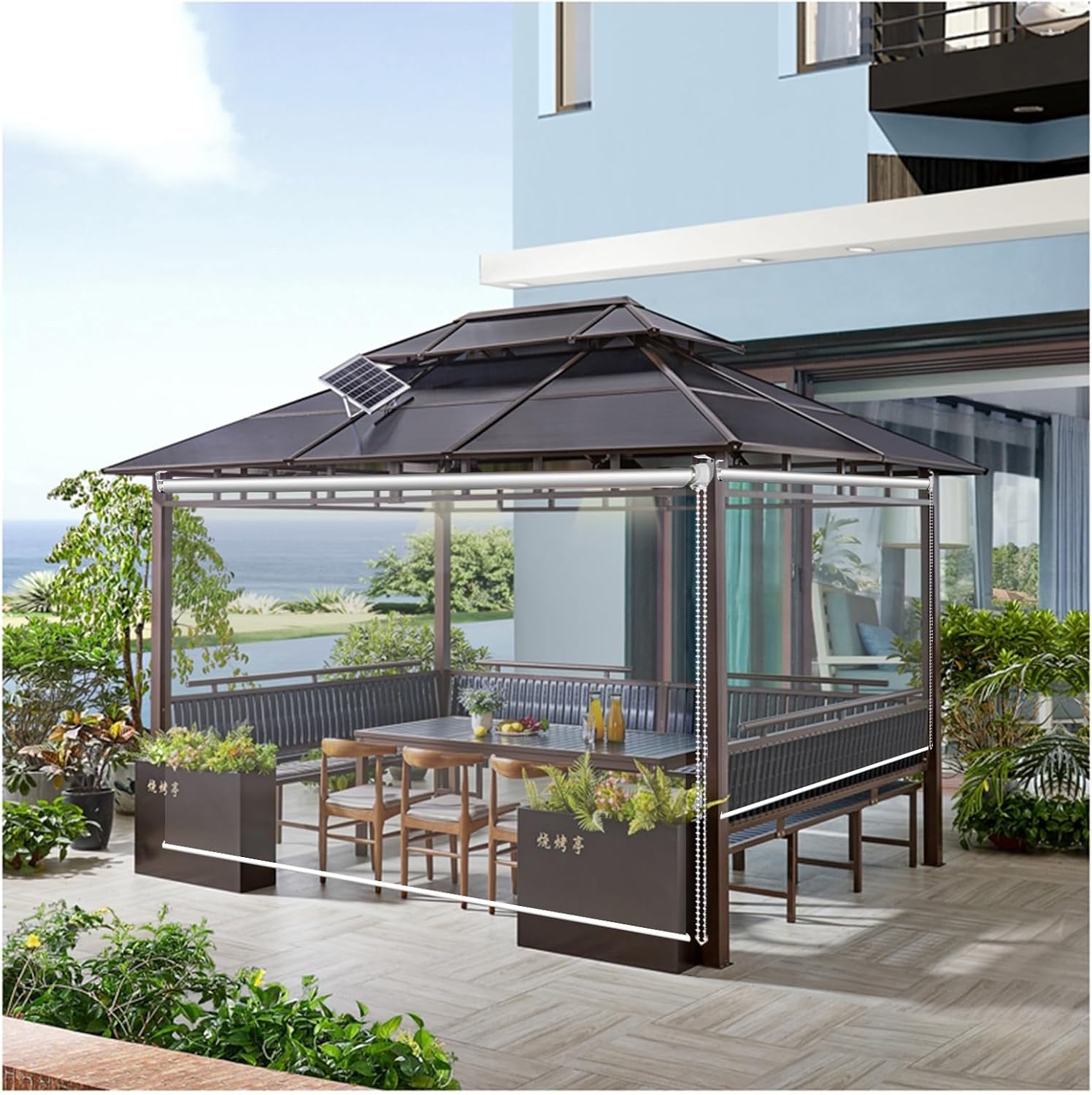 Stores enrouleurs Transparents et imperméables, Stores enrouleurs de pergola extérieurs for serres, balcons, belvédères.(1.8 * 2.0m)