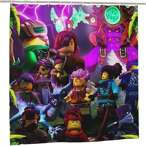 Gtpet Bonita cortina de ducha de dibujos animados para niños, diseño de anime ninja, tela impermeable, accesorio de poliéster, cortina de ducha con