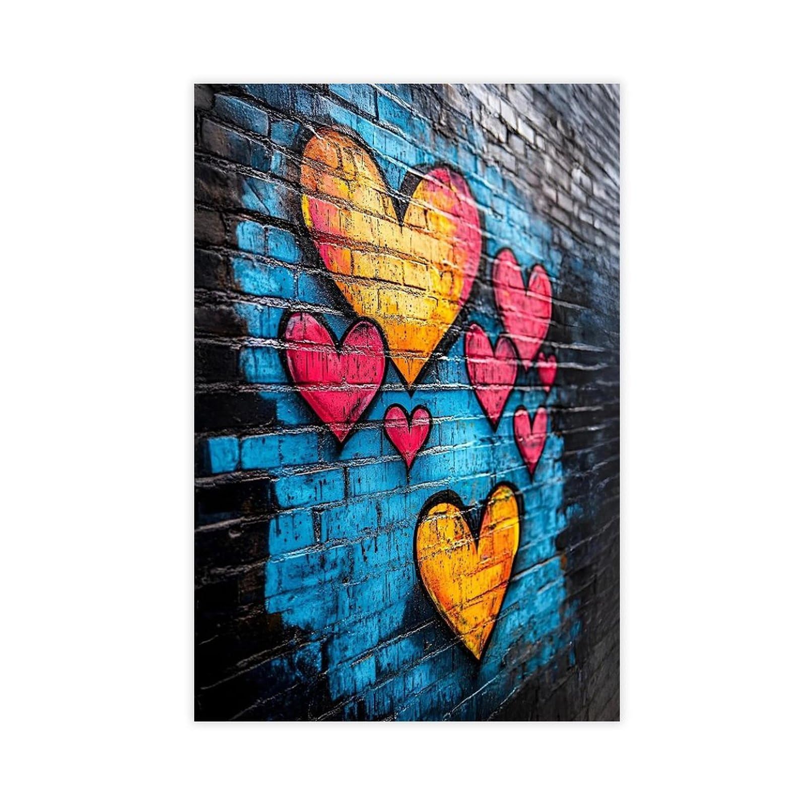 Bareronor Hearts Graffiti Canvas Poster for Dorm Room Decor Gift