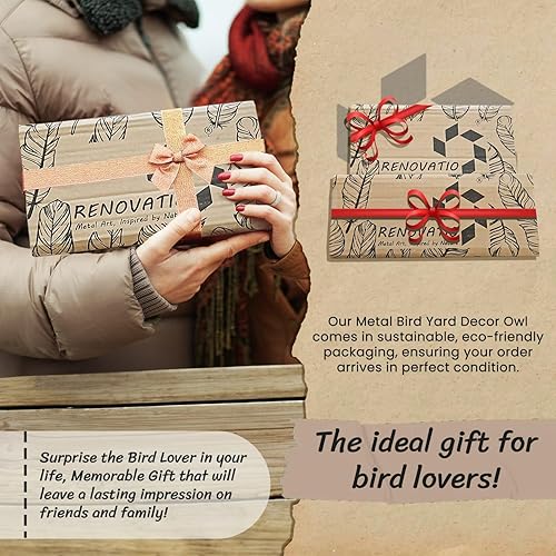 Miniatura 6 de renovatio Decoración artística única de metal para exteriores, diseño de búho de metal, pájaros artísticos para jardín, patio y patio, esculturas