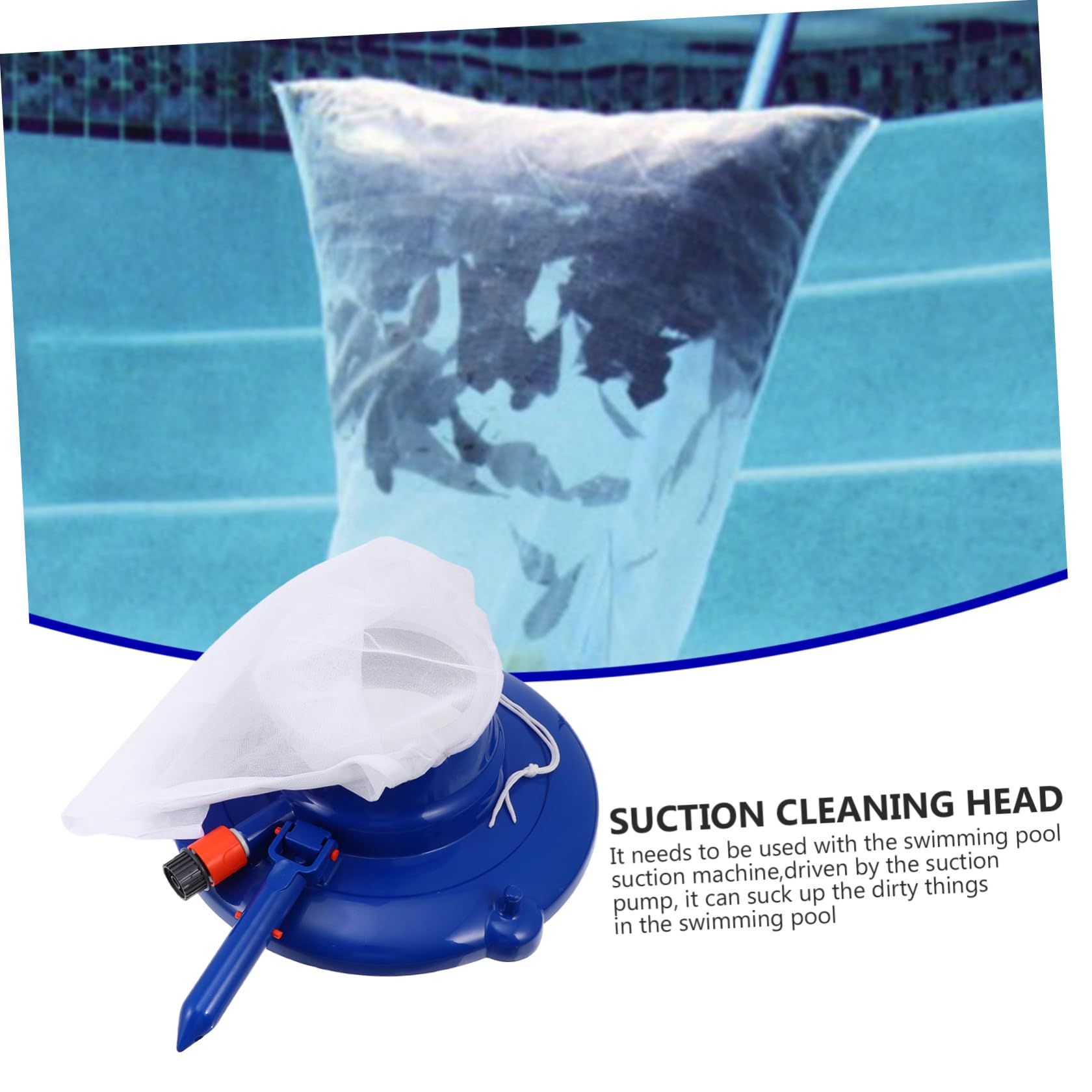 Happyyami Cabezal de Limpieza Subacuática para Piscinas Portátil Azul Abs | Limpieza de Zonas Difíciles, Firme y Robusto, Accesorio para Spa y Hogar