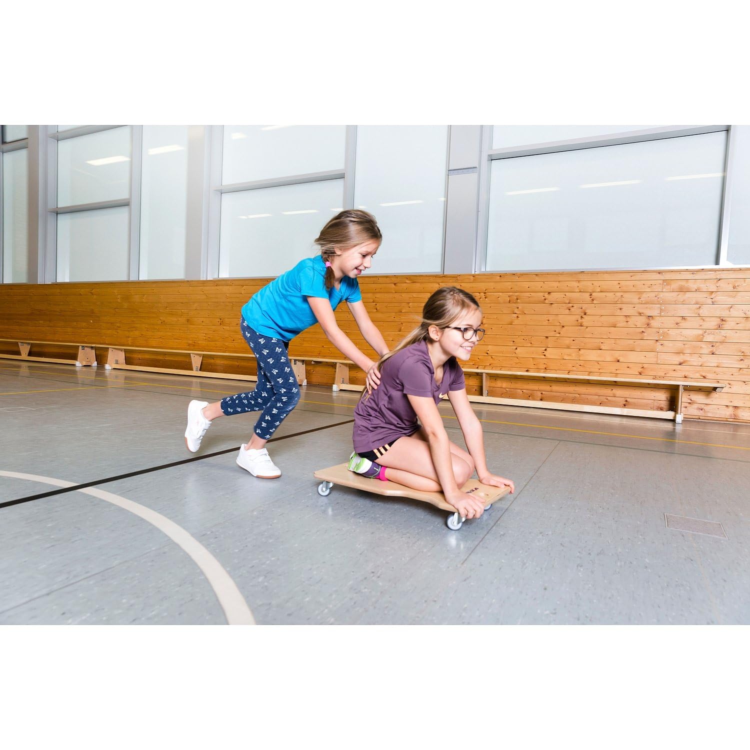 Sport-Thieme Kinder-Rollbrett Ergo | Indoor Kindersport & Therapie | 10 Jahre Garantie | Kugellager Rollen | Vollgummireifen | 62x35x9 cm | Belastbar: 120 kg | Holz