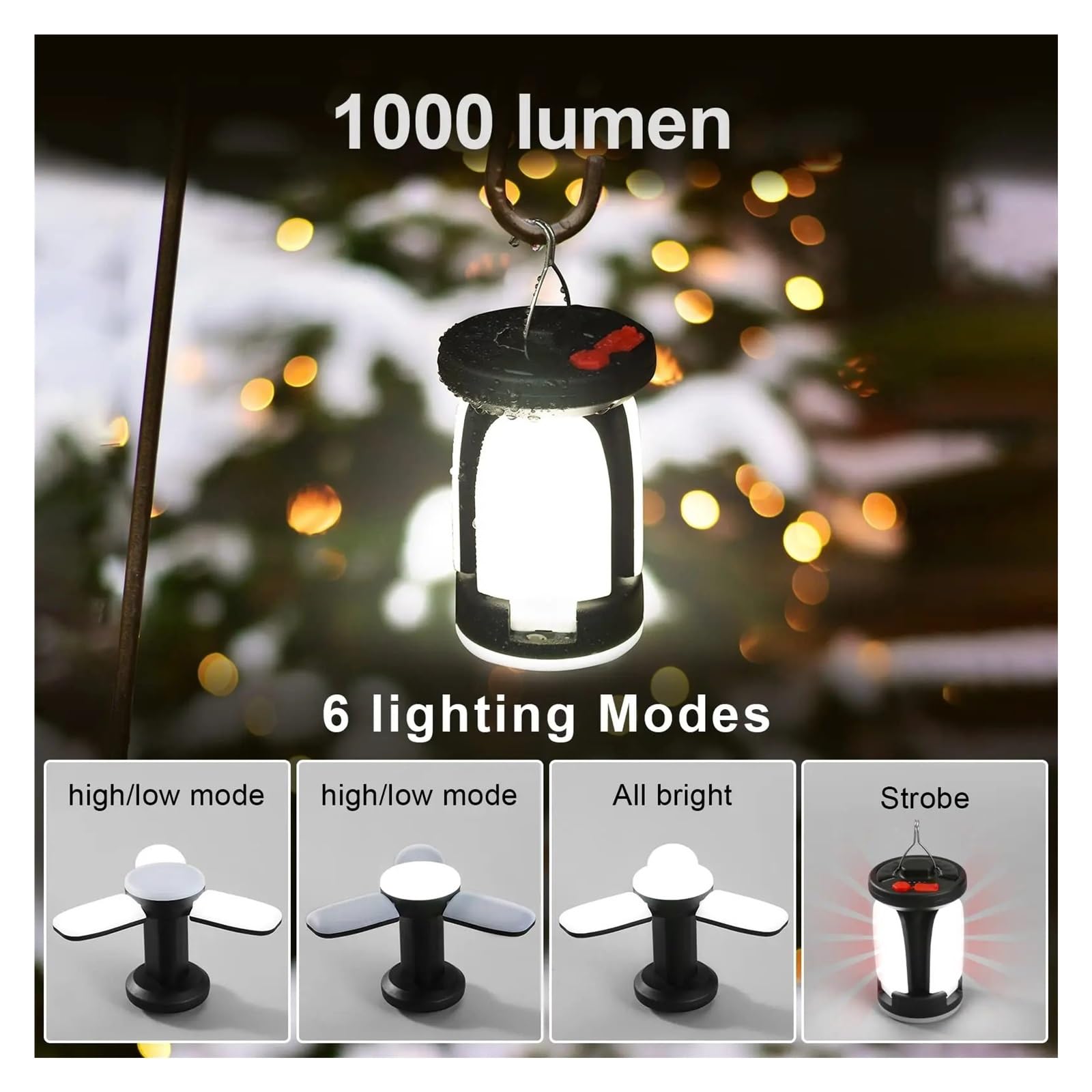 Linterna LED Solar De Alta Potencia For Acampar, Lámpara Camping Recargable con Luz Plegable, Portátil For Tienda Campaña For Emergencias Al Aire Libre IluminacióN Brillante