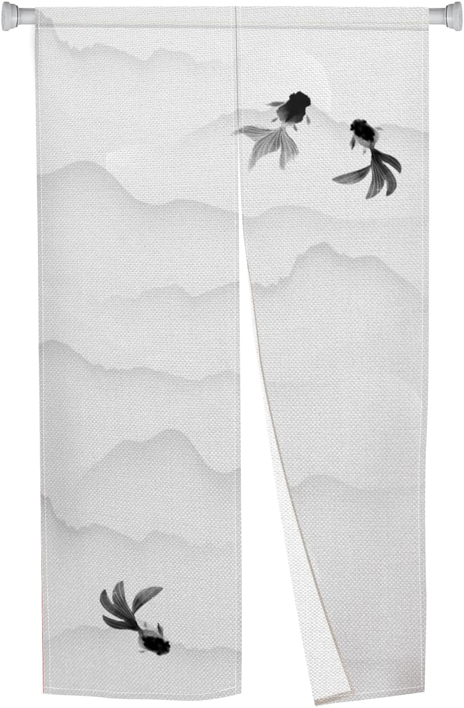 Noren Japanese Doorway Curtain Long Type Japanese Style Window Treatment Hanging Door Tapestry Panel for Ukiyoe Room Divider Kitchen Home Decors 33.5" Width x 70.9" Long (Goldfish, Mountains)