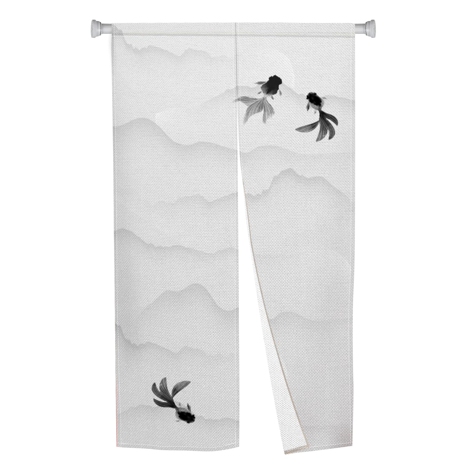 Noren Japanese Doorway Curtain Long Type Japanese Style Window Treatment Hanging Door Tapestry Panel for Ukiyoe Room Divider Kitchen Home Decors 28.3" Width x 47.2" Long (Goldfish, Mountains)