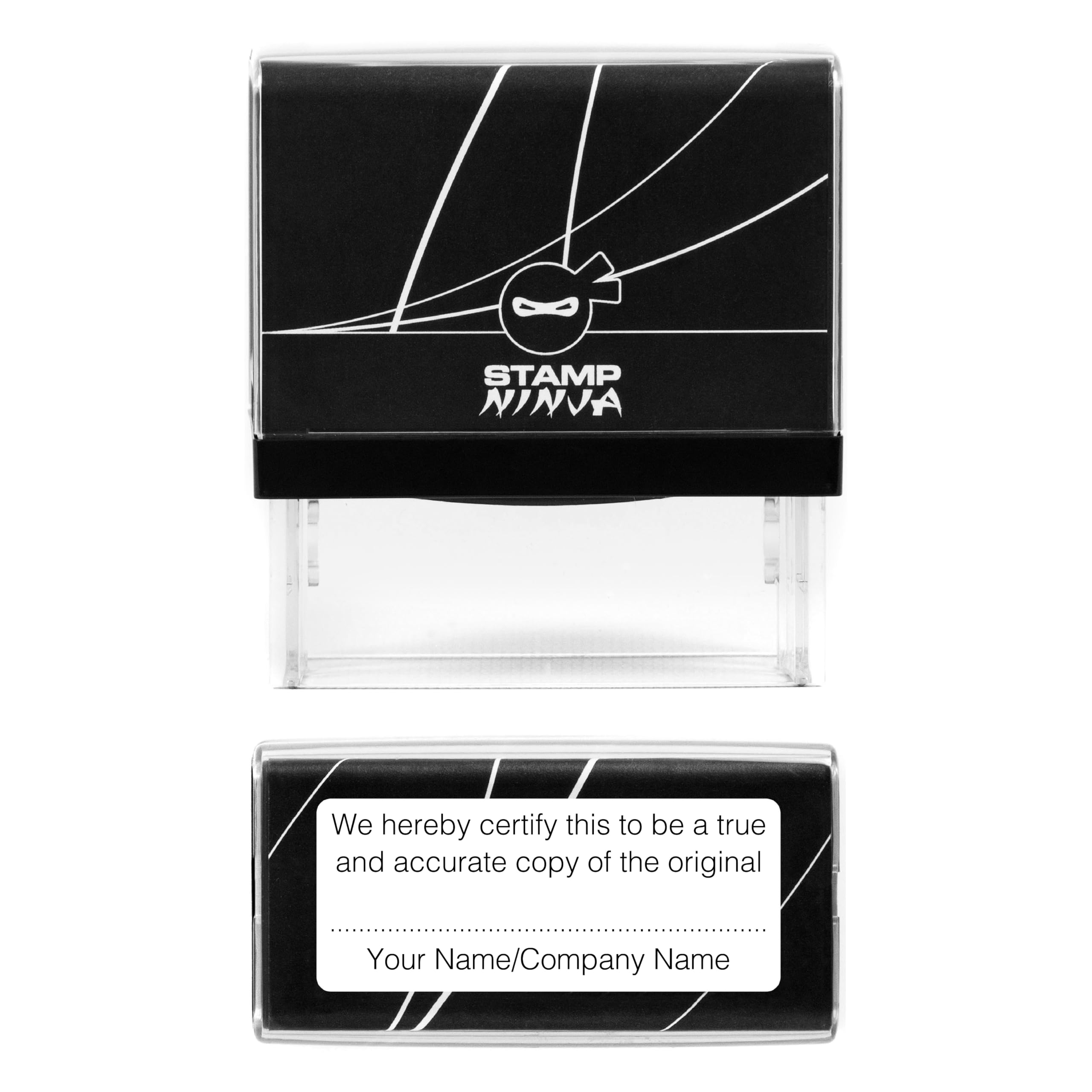 We Hereby Certify a True and Accurate Copy Legal Stamp with Your Business Name - 58mm x 22mm - Black Ink