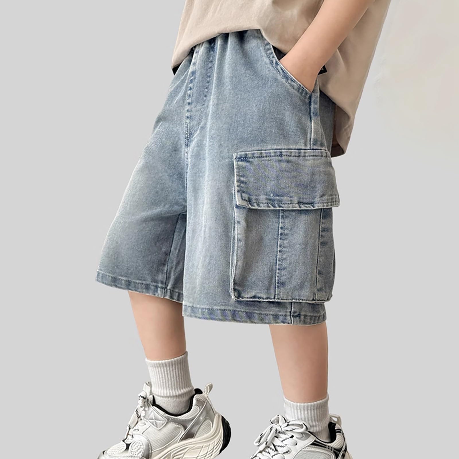 Generico Pantaloncini Bambino,vestibilità Normale Estate Casual Outwear Pantaloni Corti da Trekking Cargo per Ragazzi Running Jogging Bermuda Shorts Bambini dai 3 ai 14 Anni