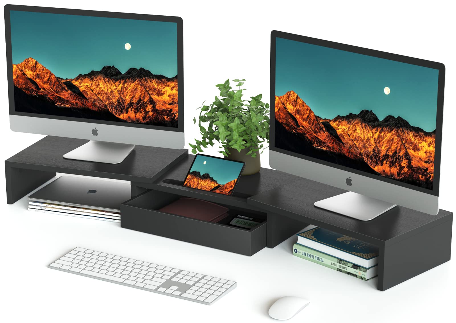 Buy MaxGear Large Dual Monitor Stand Riser for Desk, 3 Shelf Computer