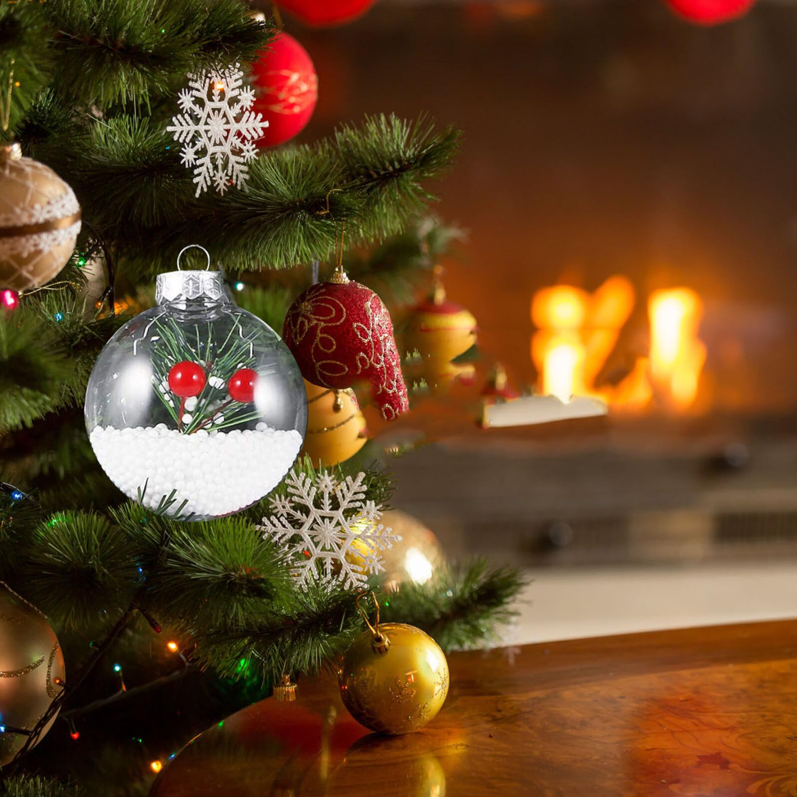 Veemoon Bolas Transparentes para Colgar 80mm 20 Piezas, Adornos Colgantes Huecos para Árbol de Navidad, Decoración DIY para Fiestas Navideñas y Eventos