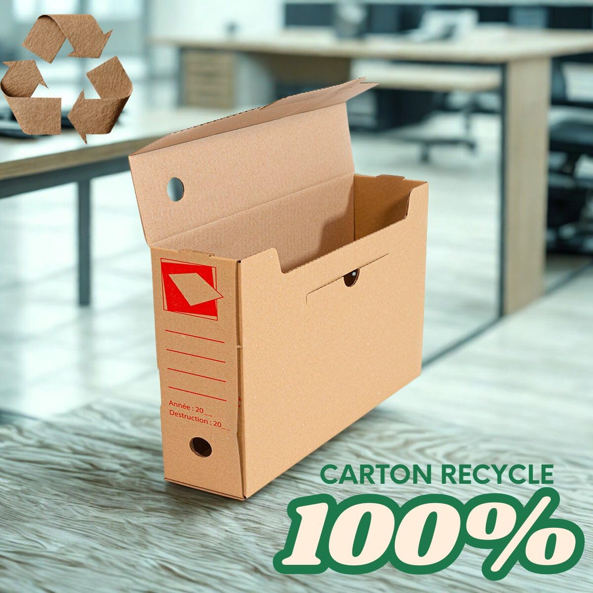Générique Lot de 20 Boîtes à Archives Economiques Eco-Responsables | 100% Carton Kraft Brun Recyclé Normes FSC | Dos 10 cm | Rangement & Classement Documents Factures Contrats Catalogue (DOS 10 CM)