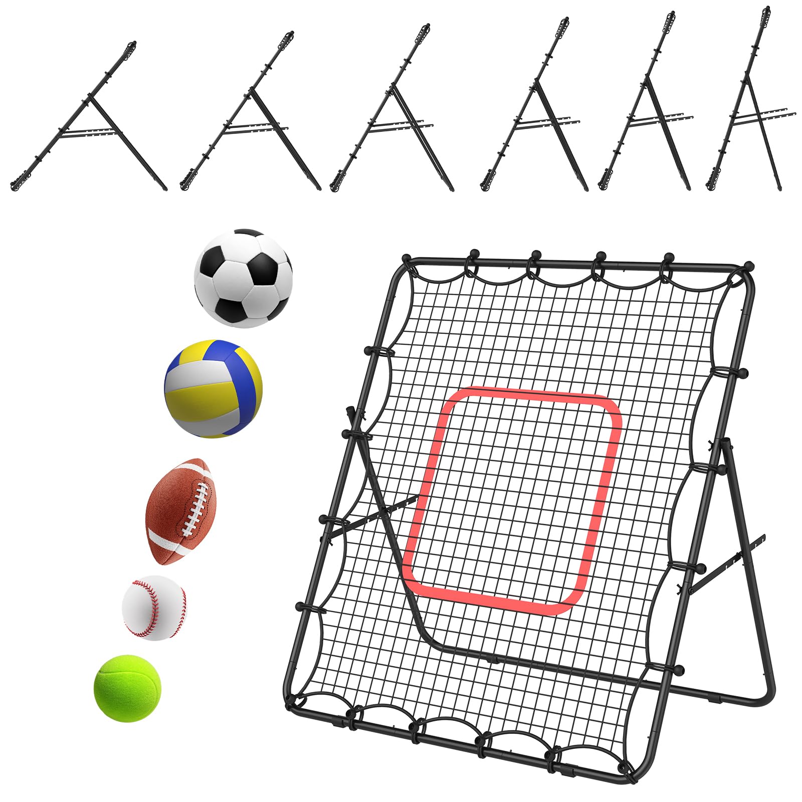 LIANTRAL Volleyball Rebounder Netz, Rebounder für Fußball, tragbares Trainingsgerät für Volleyball, Fußball, Baseball, verstellbares Kickback-Ziel für Schießen, Pass und Kontrolltraining, 1,2 x 1,4 m