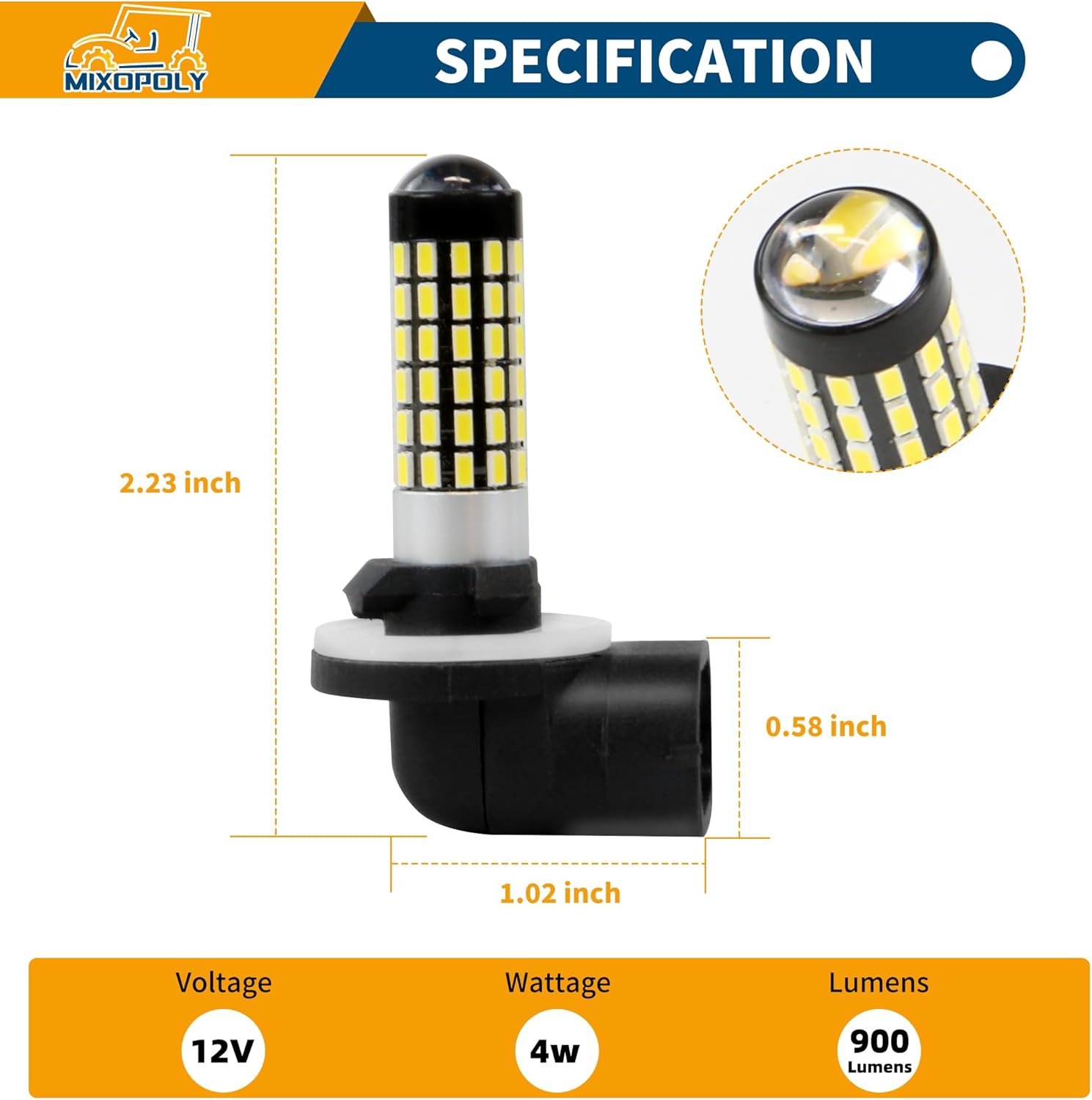 881 Golf Cart Headlight Bulb for EZGO, Club Car DS/Precedent, 12V Head Light Bulbs Replacement, Super Bright Fog Light Bulbs, Replace OEM 1019881-01, 740047-G01