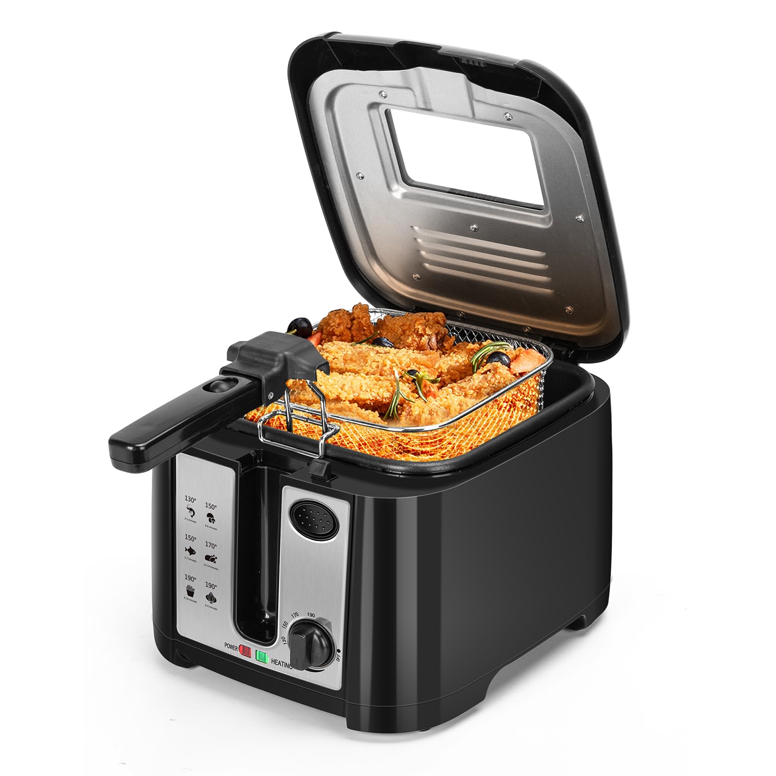 Aigostar Olivia - Freidora con capacidad de 2,5 L, 1650 W, libre de BPA, con ventana transparente, control de temperatura e indicador, negra