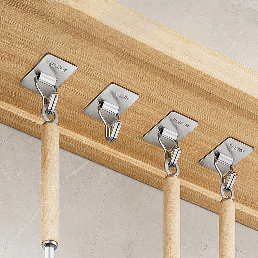 5/10 ganchos de pared de acero inoxidable, autoadhesivos, resistentes, ganchos para colgar, impermeables, adhesivos, toallas de baño, llaves, abrigos, bolsas, 10 unidades, 1