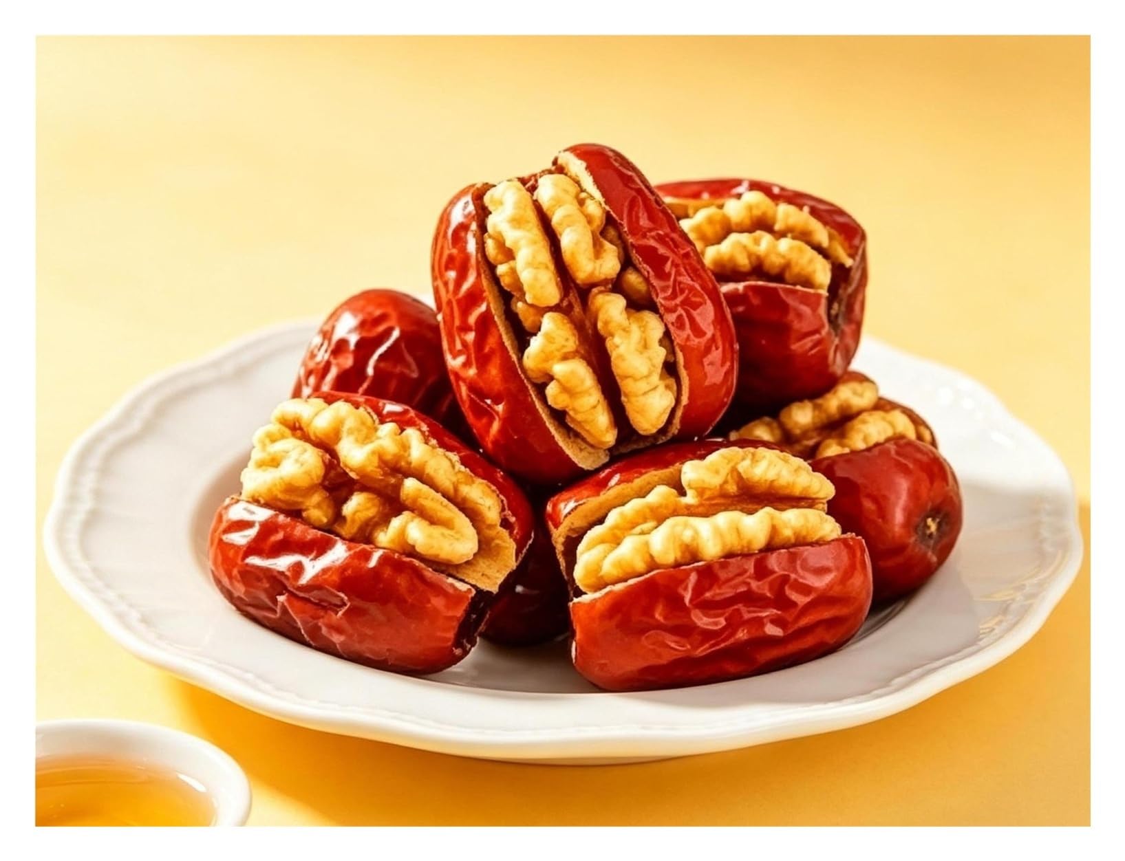 500 G De Dátiles Rojos Rellenos Con Nueces, Con Una Textura Delicada, Suave Y Masticable, Refrigerio De Nueces Nutritivo Y Cuidadosamente Seleccionado