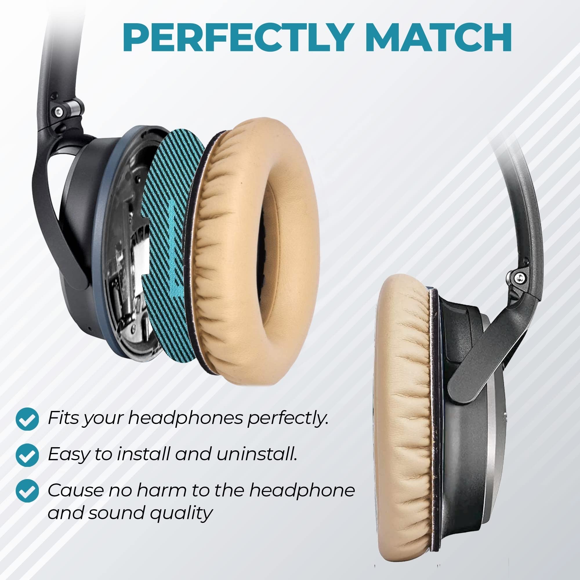 Replacement Earpads for Bose QuietComfort 15 QC15 QC25 QC2 QC35/Ae2 Ae2i Ae2w/SoundTrue & SoundLink Around-Ear & Around-Ear II - Image 3