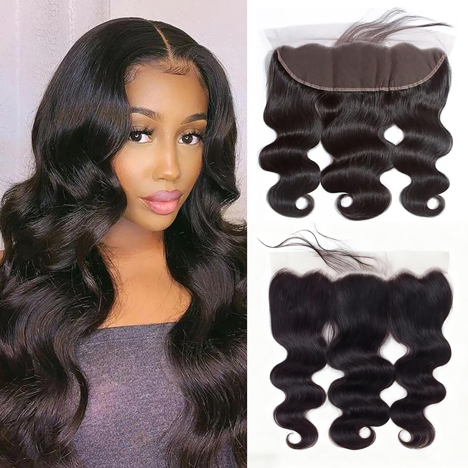 13X4 Tissage Naturel Cheveux Humain Closure Body Wave 12 Pouces