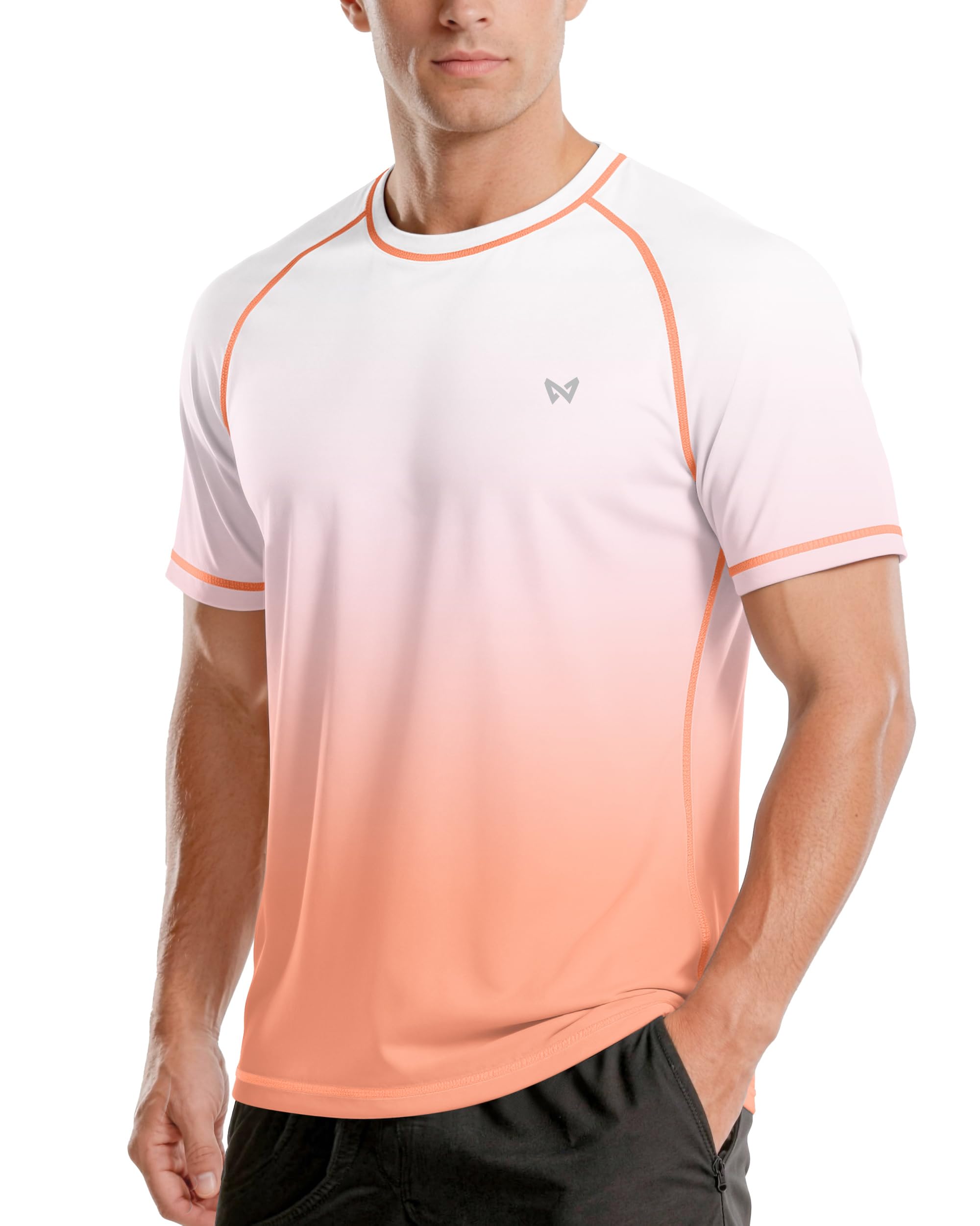 WISMBOX Herren Kurzarm UV-Shirt, UPF 50+ Sonnenschutz Schwimmshirt, Schnelltrocknend & Atmungsaktiv, Rashguard für Surfen, Schwimmen & Strand