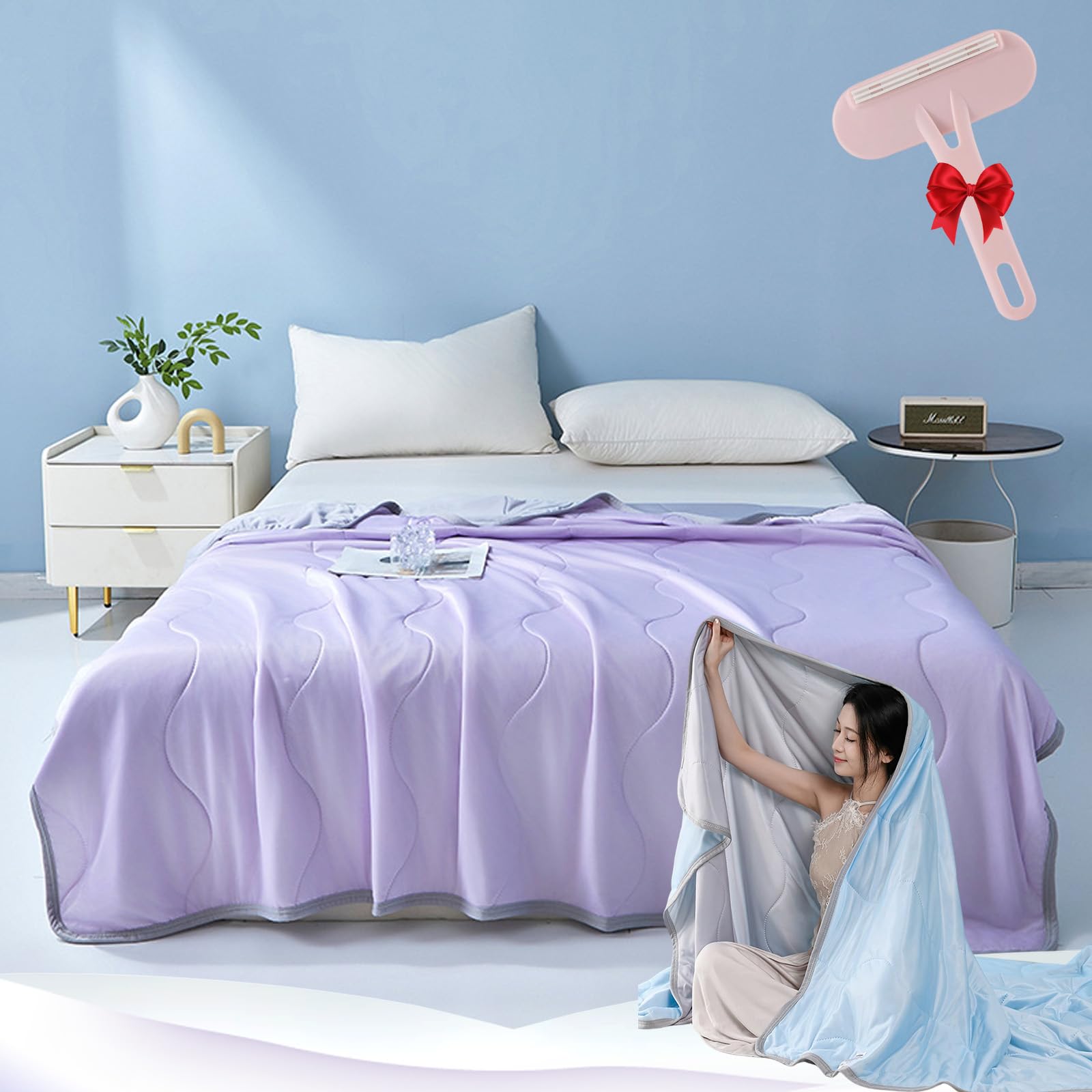 Coperta rinfrescante estiva, per letto king size, per sudorazione notturna, coperta fresca su entrambi i lati, comoda e traspirante (A, 200 x 230 cm)