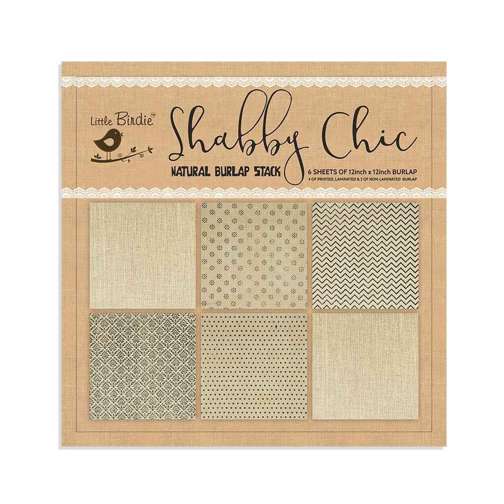 Little Birdie Printed Pattern Design Paper Pack for Art and Craft Burlap Stack Natural Paper Pack 12X12 inch, 6sheets|Scrapbooking Paper for Journal, Craft | Decorative Paper for Greeting Card Making