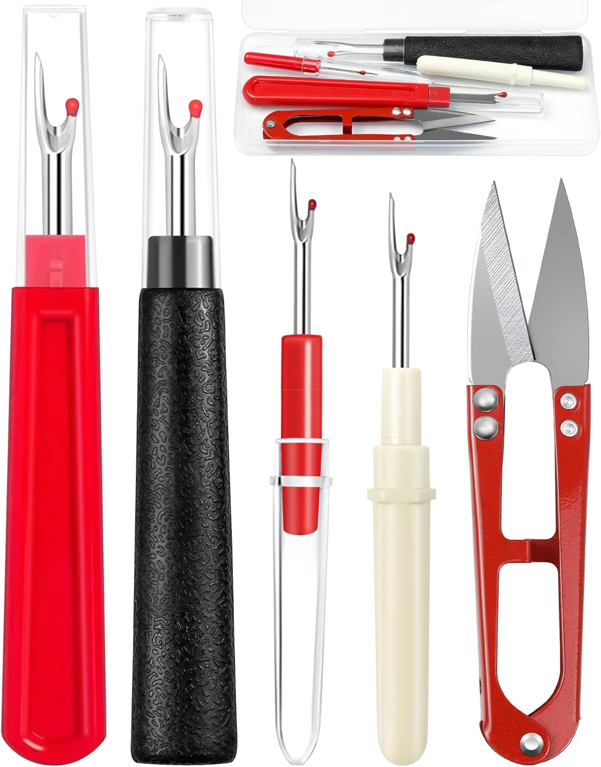 FIVEIZERO Seam Rippers for Sewing β 2 Big and 2 Small Stitch Remover Tools, Thread Ripper, Embroidery Removal Tool with Thread Snips