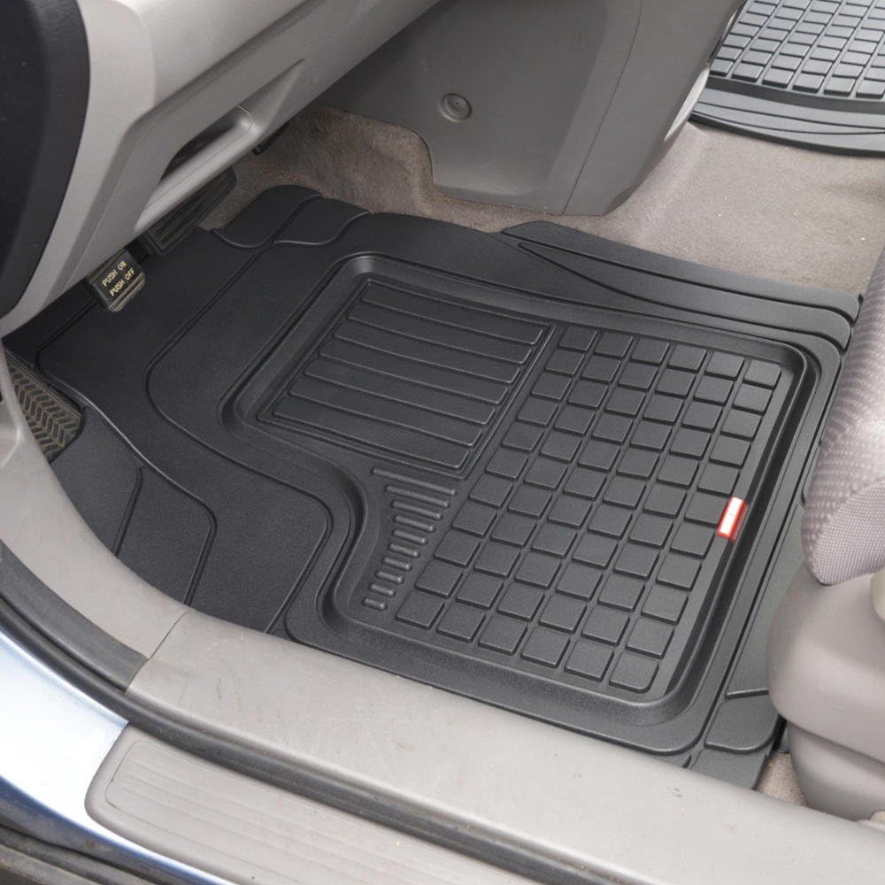 Performance Plus Rubber Car Floor Mat & Cargo Truck Liner All-Weather Heavy Duty, 5 Piece, Semi Custom Fit Trimmable (Black)