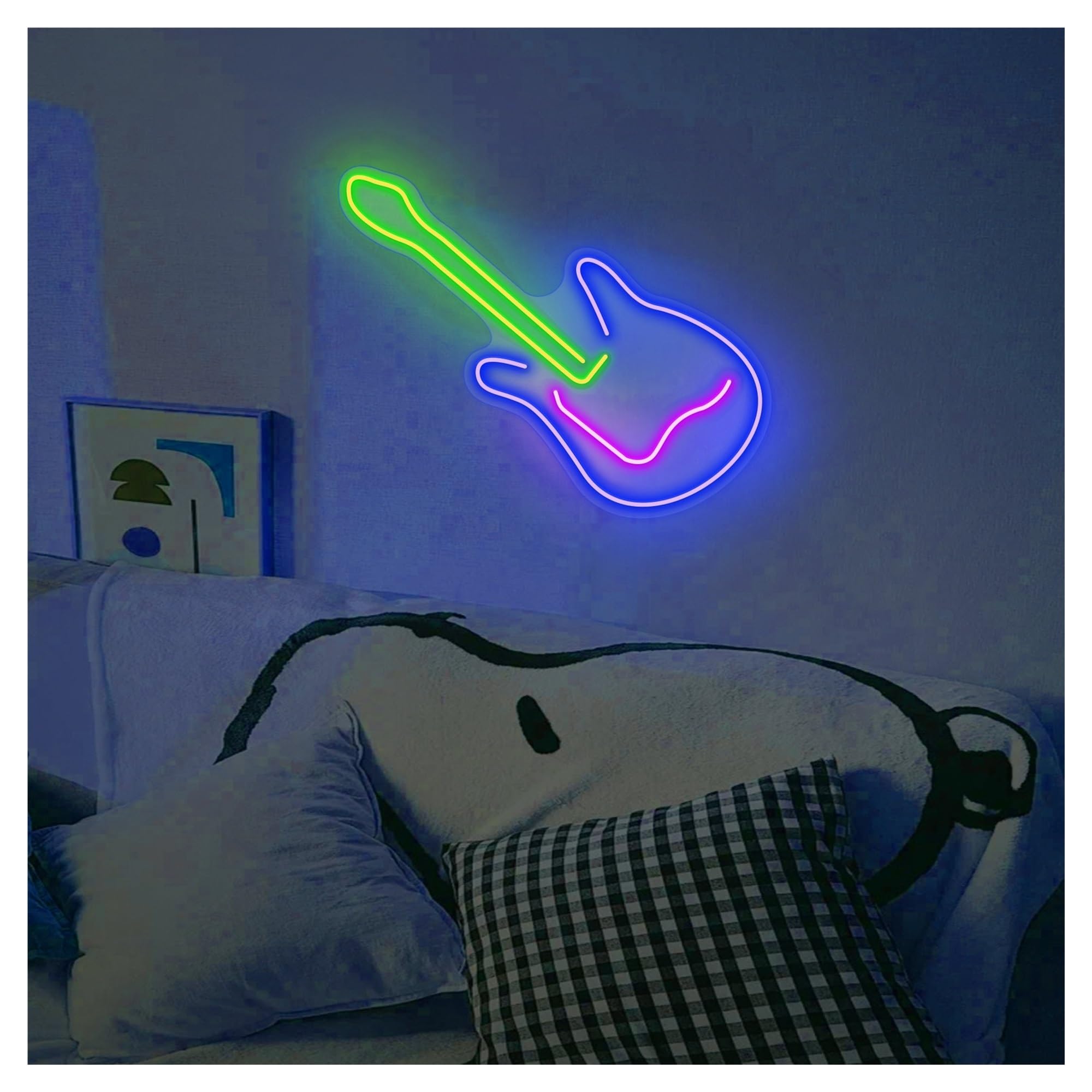 Shouxi D Sign Lamp Guitar Neon Sign, Suitable For Concert Music Room Wall Ecor With Immable 40Cm