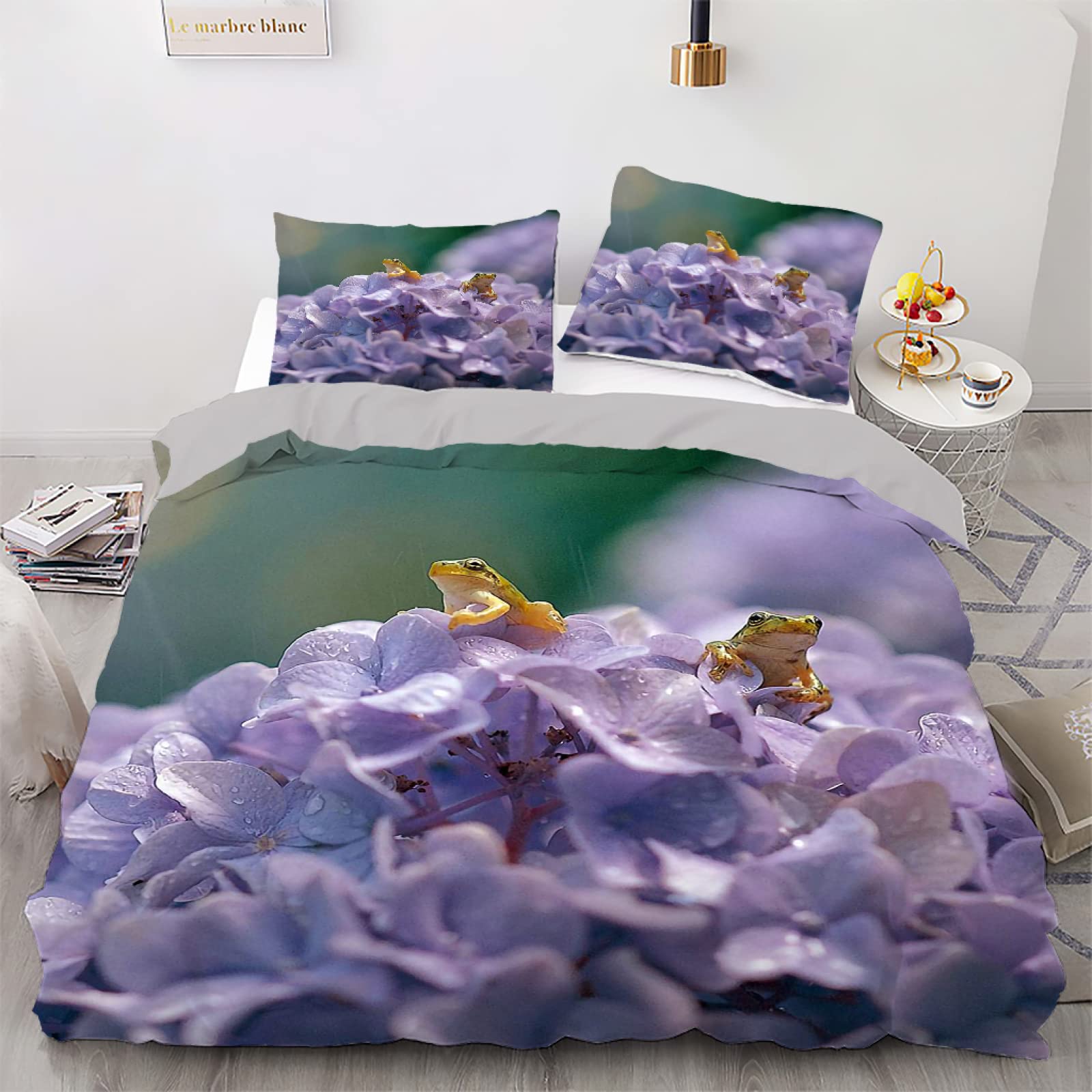 Housse de couette 160x200 respirante microfibre 110g/㎡ motif fleurs