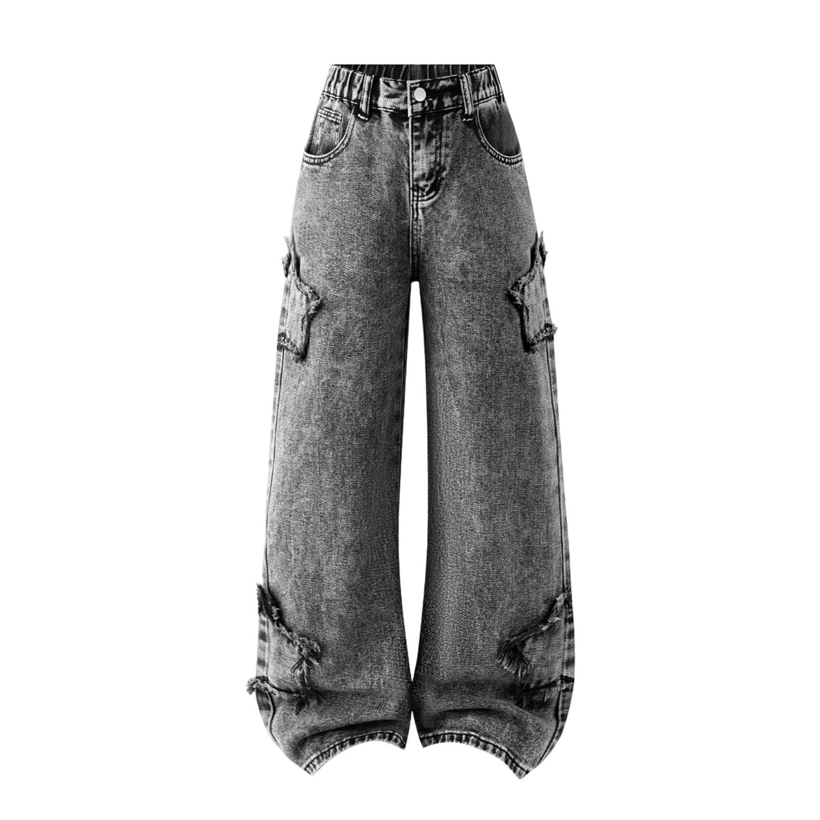 Genérico Pantalones Niño - Pantalones Vaqueros De Pierna Ancha con Parche De Estrella para Niños Y Niñas De 8 A 12 Años
