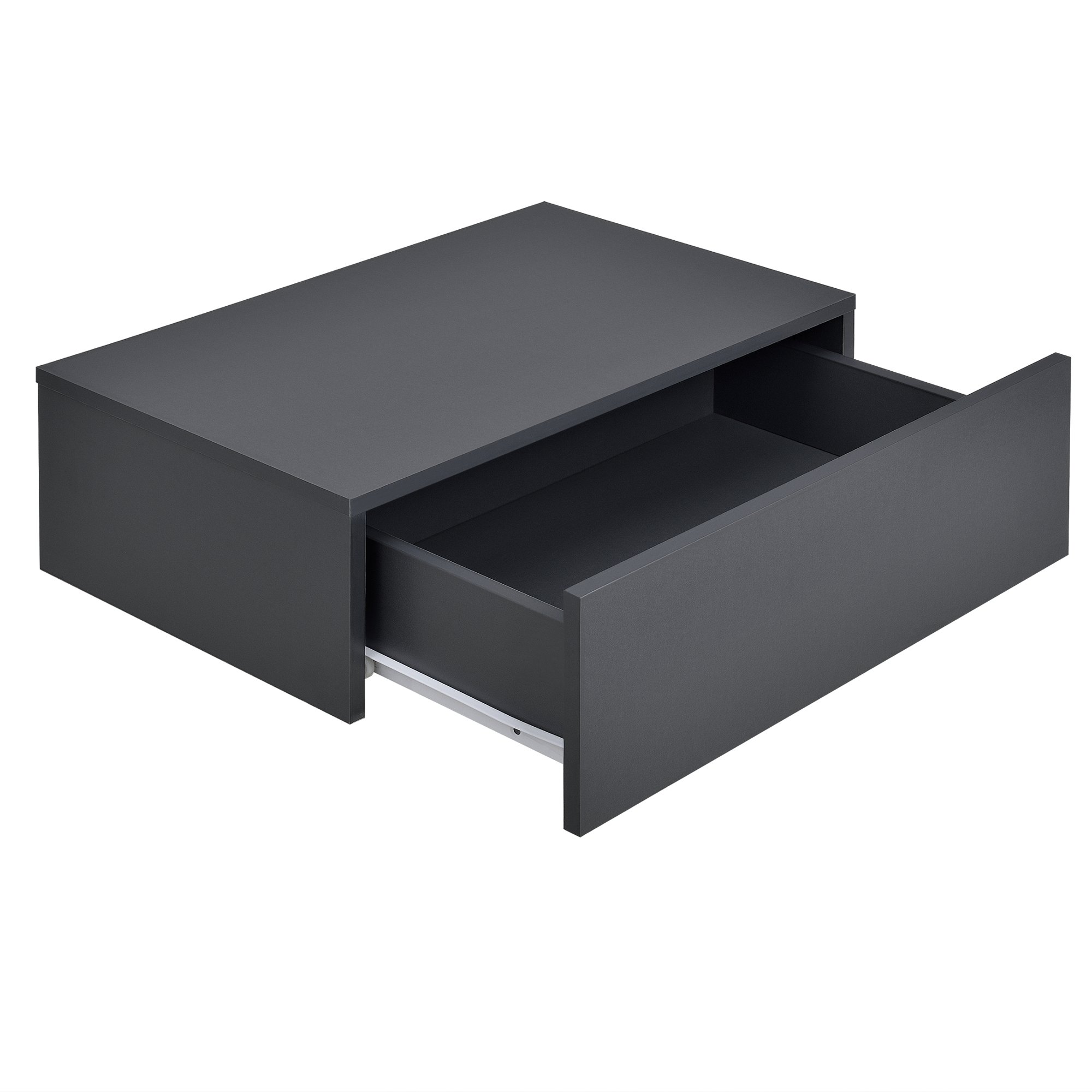 [en.casa] Set di 2 Comodini Sospesi Mensole da Parete con Cassetto Mobiletti Salvaspazio per Camera da Letto Ingresso Soggiorno 46x30x15 cm Effetto Cemento/Grigio Scuro