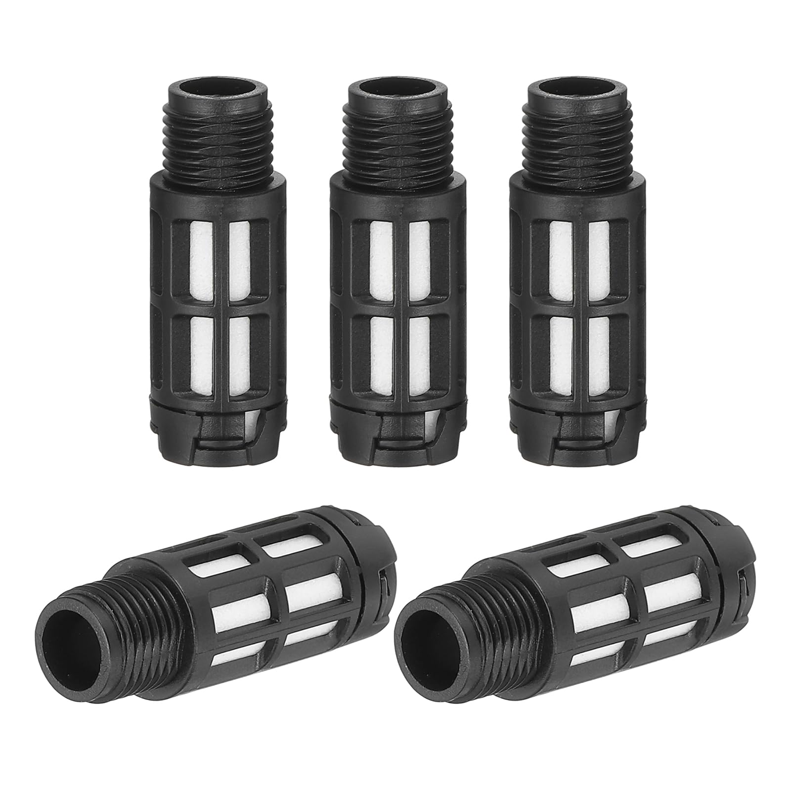 PATIKIL Pneumatic Muffler g 1/4, 5 Pack Plastic Air Compressor Exhaust Muffler Filters Air Solenoid Valve Muffler Fitting for Automation Pneumatic Equipment, Black