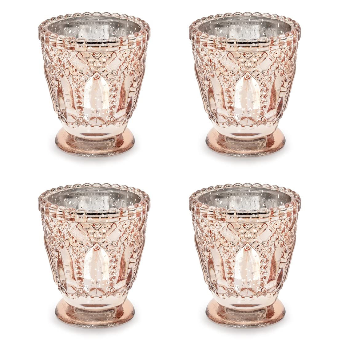 PartyDeco Rose Gold Candle Stand 8 cm Pack of 4 Decoration Table Decoration Wedding Home Decor