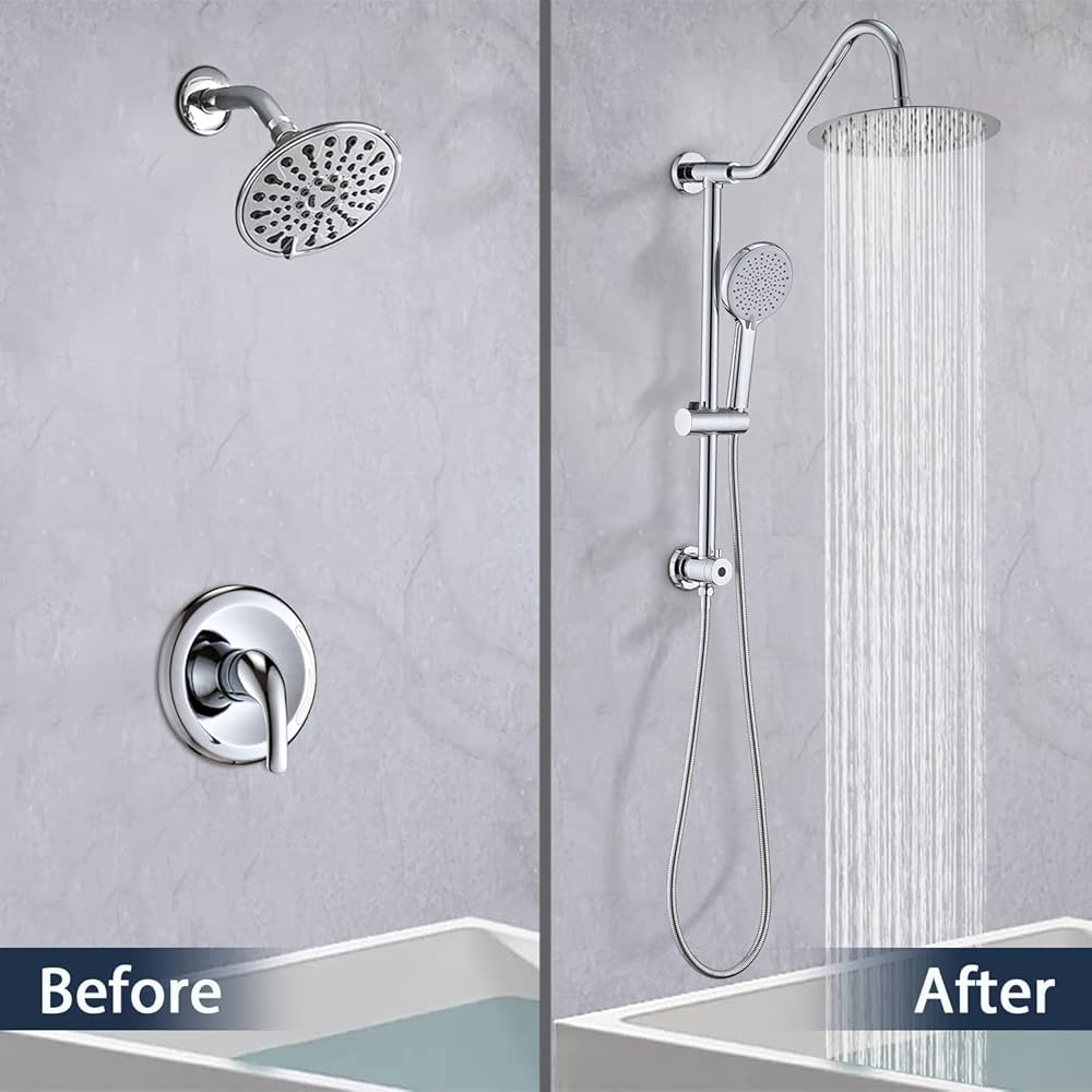 UCLIMAA 10 Inch Rain Shower Head with Handheld System, 24