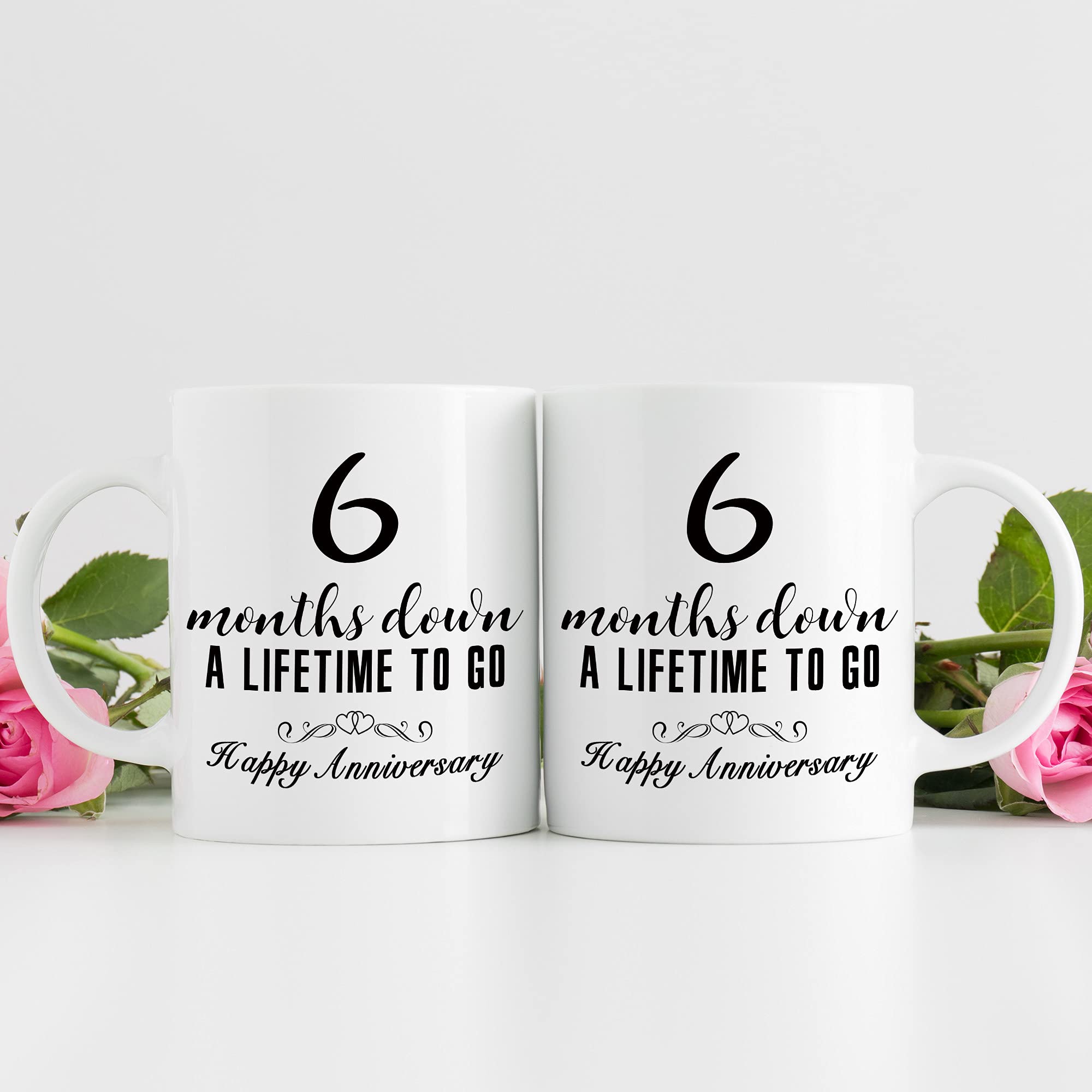 Amazon.com: aiyaya 6 Month Anniversary Mugs for Girlfriend Boyfriend Him  Her Couple Lovers - 6 Months Down A Lifetime To Go Happy Mug - 11 oz Coffee  Mug : Home & Kitchen