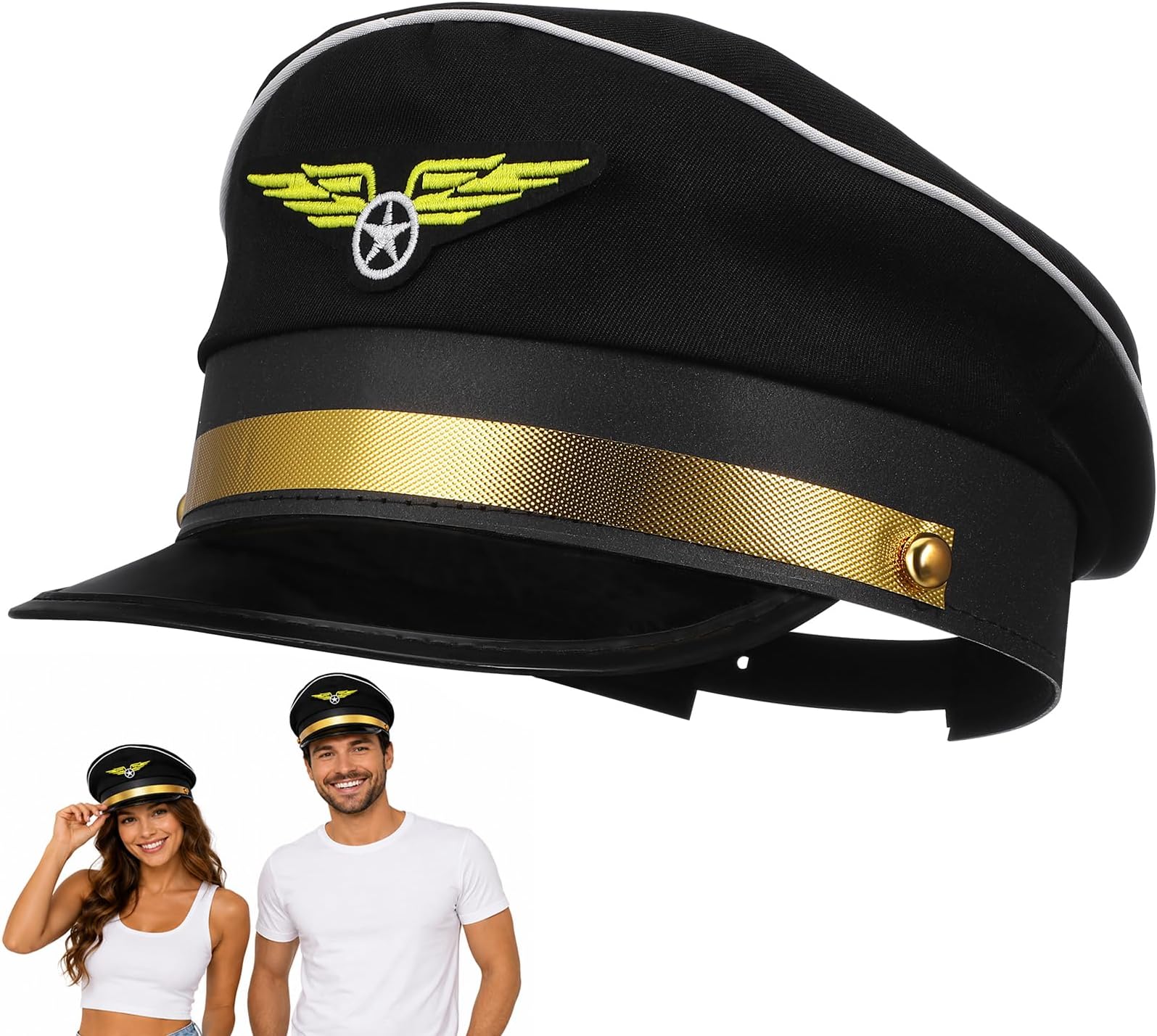 Kids Airline Costume Hat - Adjustable Uniform Pilot Hat