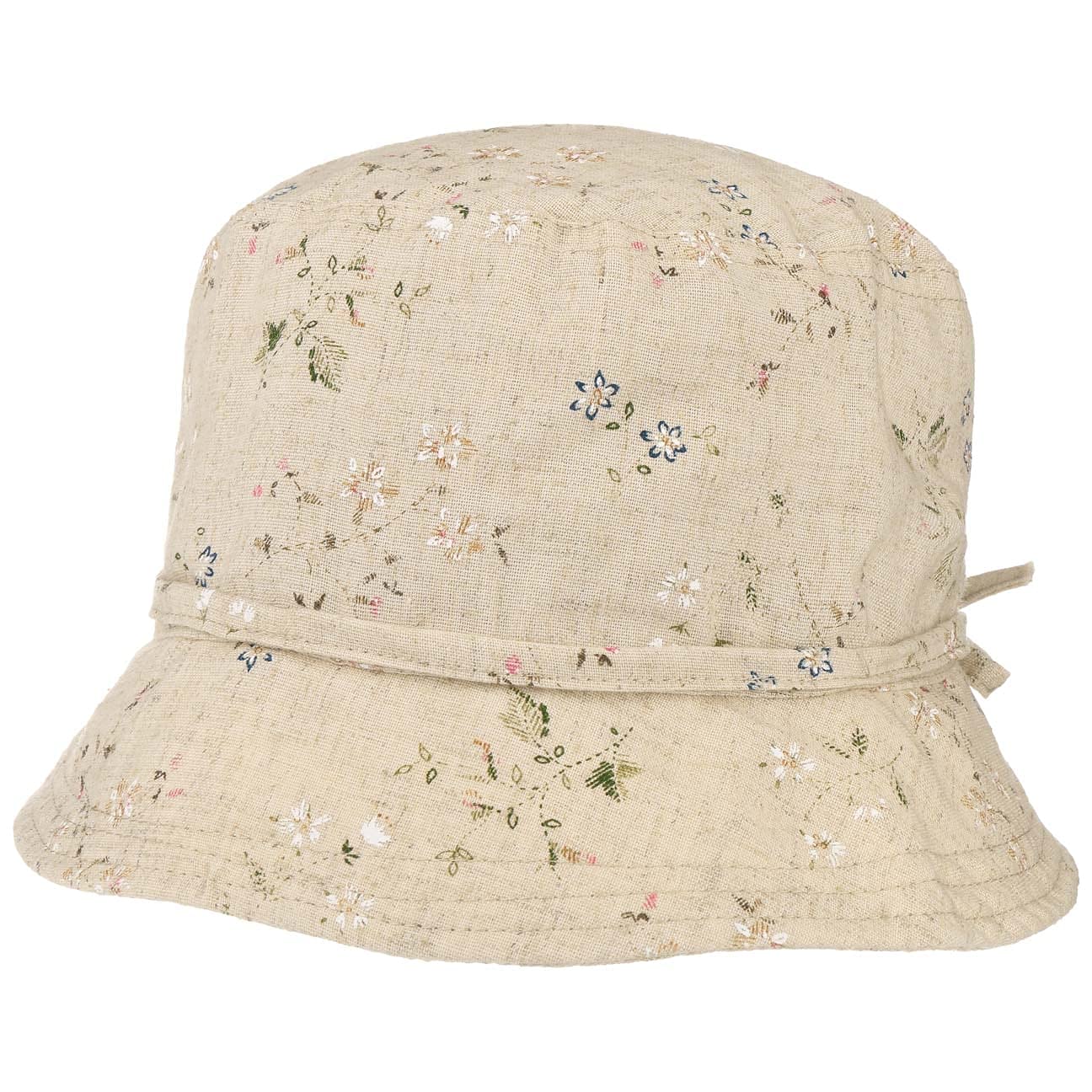 Lipodo Flowers Cloth Hat Bucket Hat Floral Pattern with Bow Unisex Summer Spring Beige M (57-58 cm)