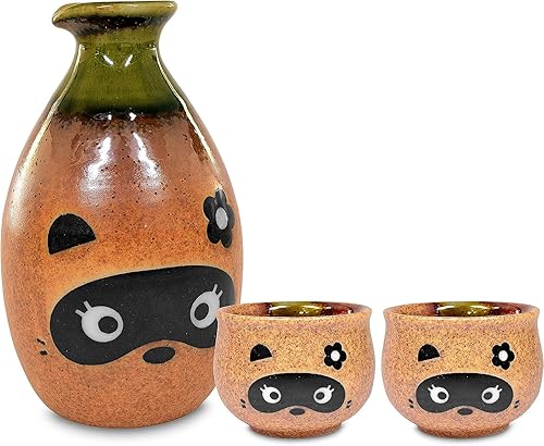 Vista 10 de JapanBargain 4678, Juego de sake de porcelana auténtica japonesa Saki Set decantador de sake y tazas de saki, fabricado en Japón (Brown Beauty)