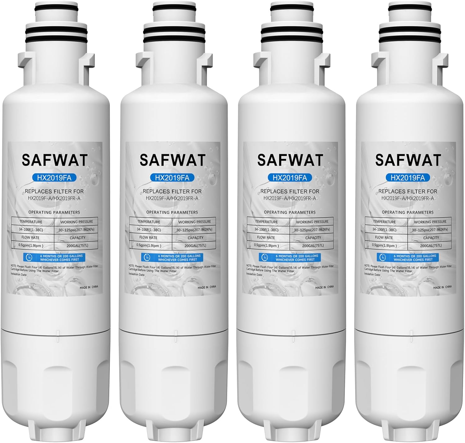 HX2019FR-A HX2019F-A Water Filter Compatible with Hisense HRM260N6TSE HRFD560SW HRCD585BW HRFD634BW HRCD650BW HRCD586TBWB Mora MRM260N6TSE Refrigerator (4 Pack)