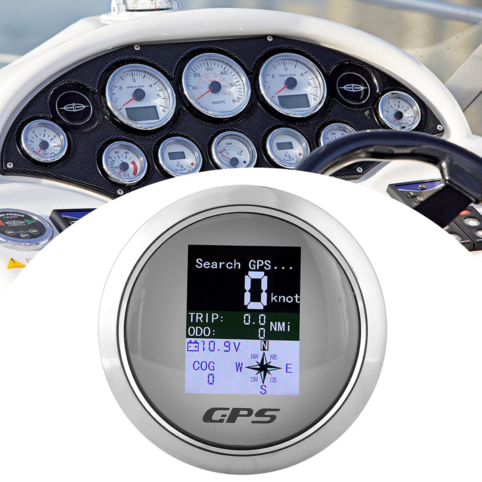 compteur de vitesse pour bateau,compteur de vitesse gps,Compteur de Vitesse Marin 3 3/8 Comp, Compteur de Vitesse GPS de 85 Mm, Ingénieur de Bateau de Voiture, Jauges Numériques étanches en Acier Inox
