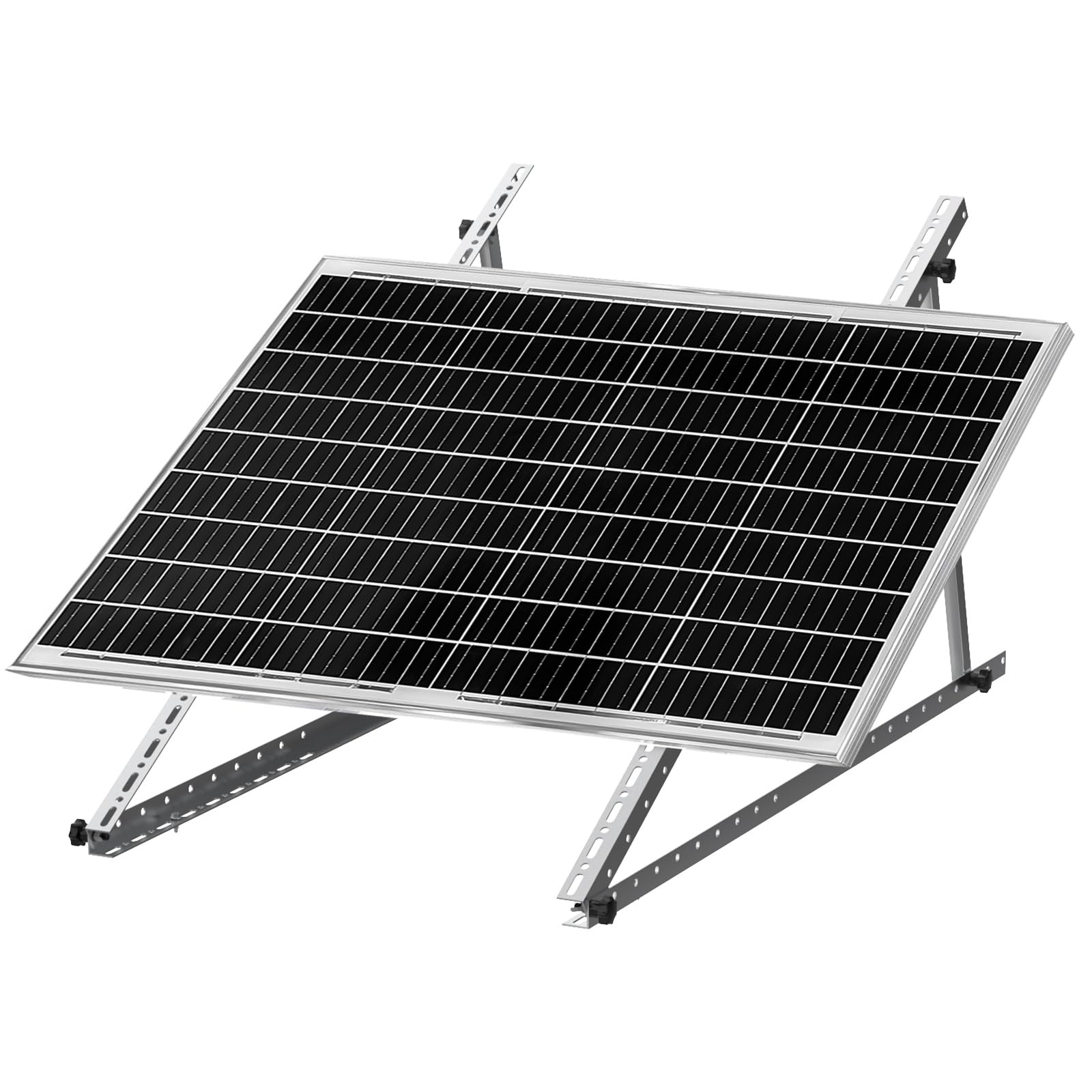 1 ensemble de supports de montage de panneau solaire réglables de 114,3 cm avec pieds inclinables pliables, convient pour 1 à 2 panneaux solaires de 100, 200, 300, 400, 500 W pour toit, camping-car