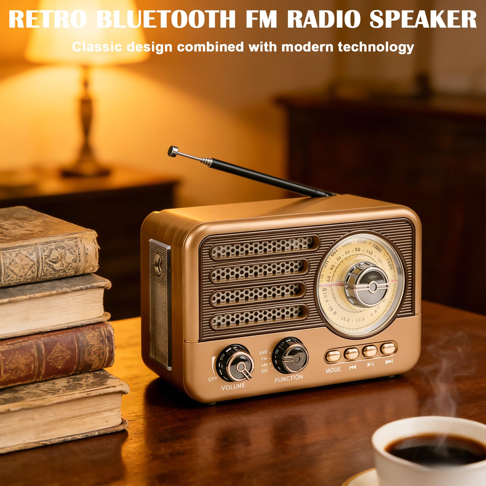Radio Rétro Portable, Radio AM/FM/SW Nostalgique, Radio de Cuisine Portable avec Haut-Parleur Bluetooth, Compatible USB/TF/AUX, Radio Valise pour la Maison Le Bureau et Les Activités de Plein air
