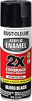 Rust-Oleum 2X Acrylic Enamel Gloss Black Spray Paint, 12oz - Ultra-Shiny Finish, Any-Angle Spray, Double Coverage