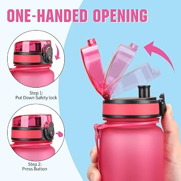 UZSPACE Su şişesi çocuk sızdırmaz, spor plastik içecek şişesi, 1 l, 800 ml, 500 ml, Tritan ve bisfenol A içermez, spor şişesi, karbondioksit için uygundur