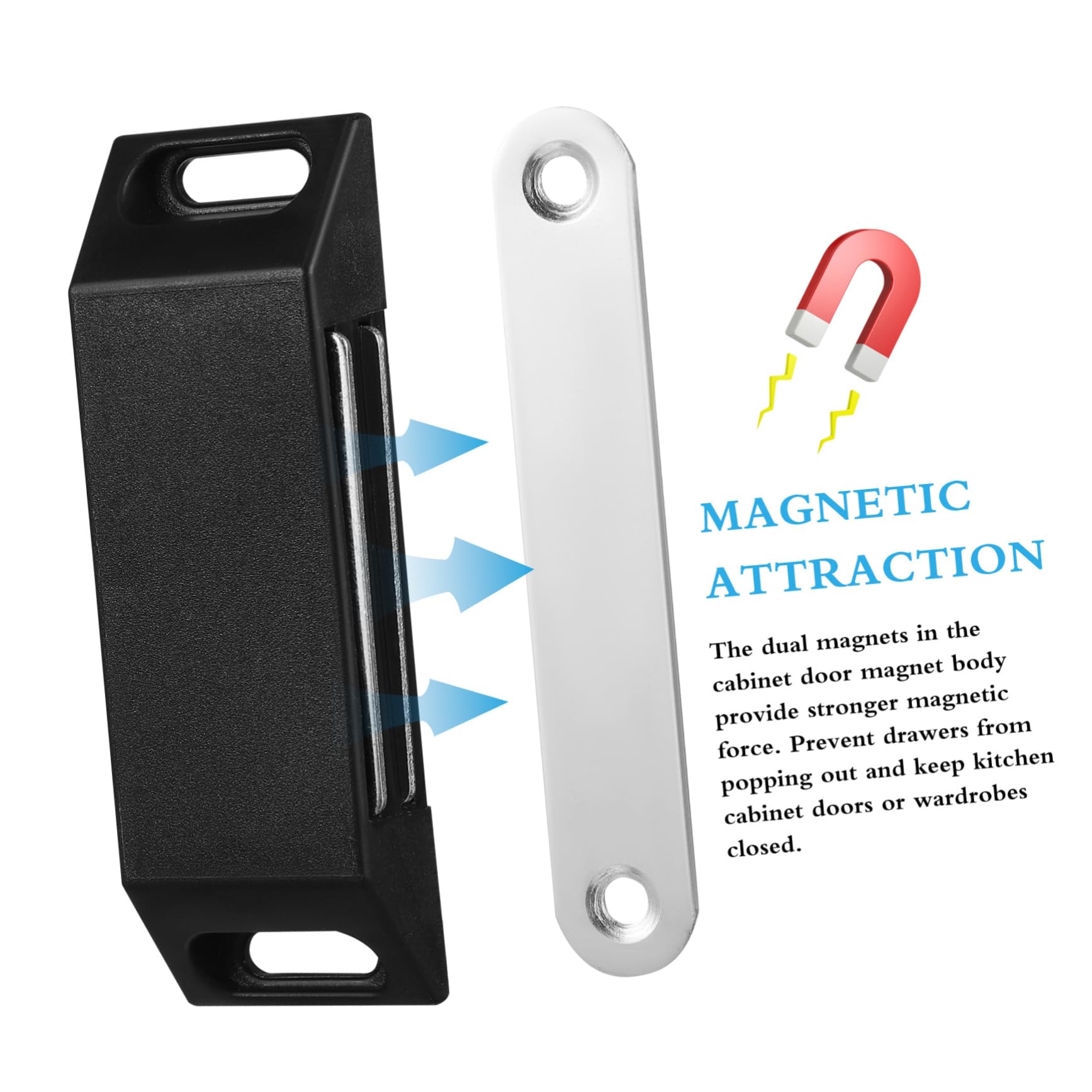 5 Sätze Magnetische Saugschranktür Kleiderschrank Gestell Magnetschrank Riegel Bleiben Schranktürmagnete Magnetverschlüsse Für Schränke Abs Black 6 Stücke * 5