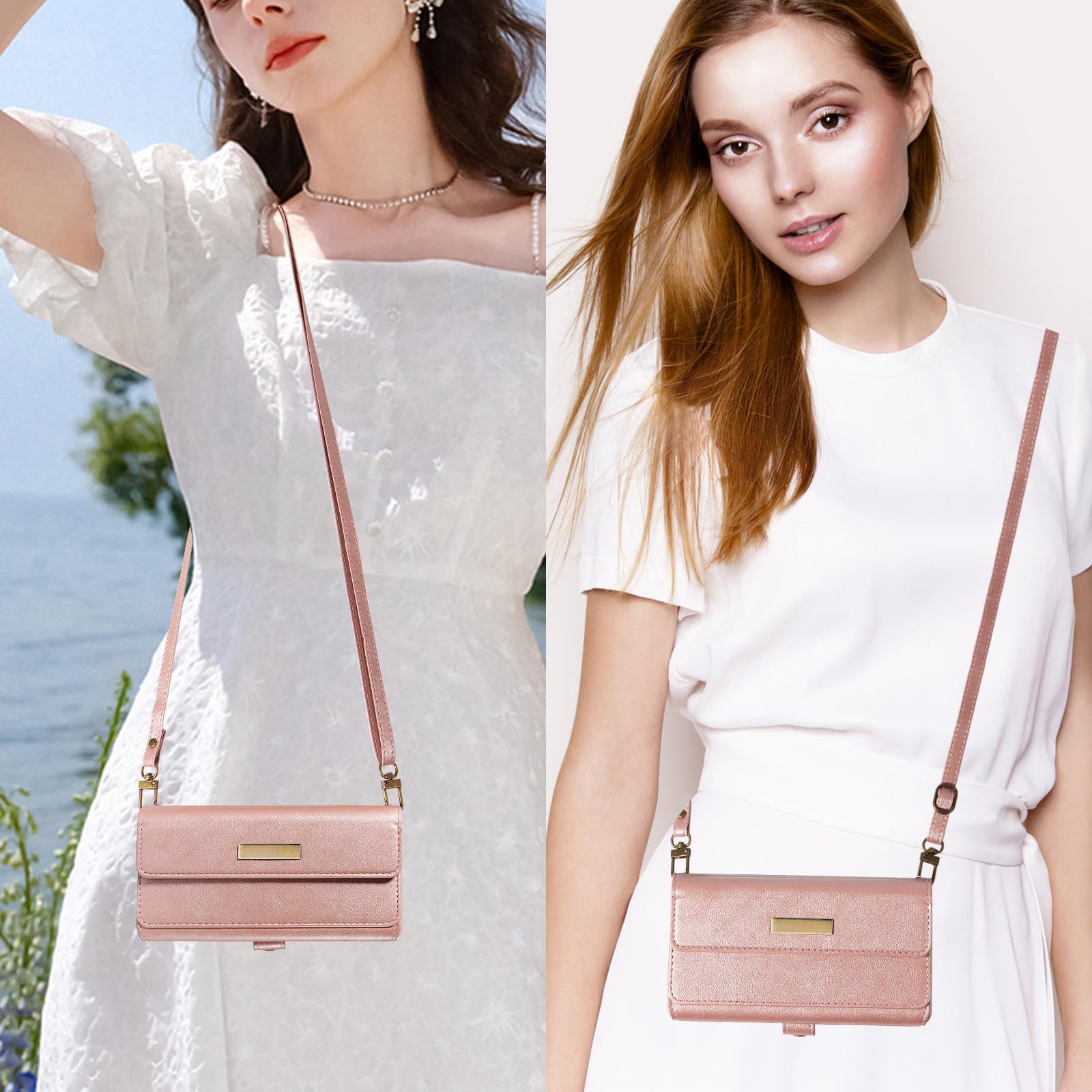 Etui z klapką do iPhone 17 Pro Max/17 Pro/17 Air/17, stylowe skórzane etui crossbody z dużą przestrzenią z przegródkami na karty, podpórka, kolor fioletowy, 17 Air